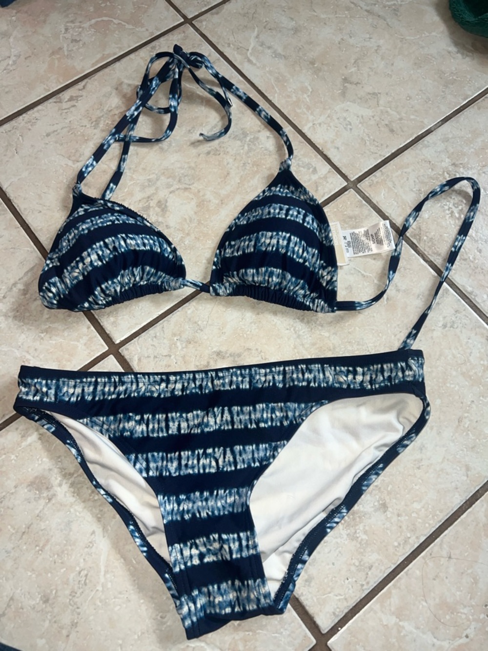 Women's Micheal Kors Navy Tie-Dye Stripe Bikini Set